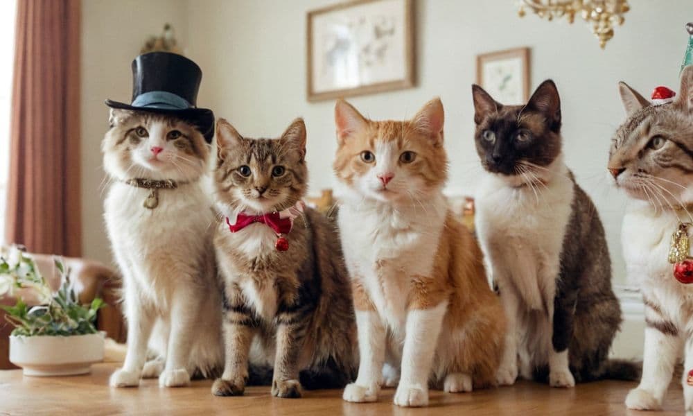 Dressed up cats